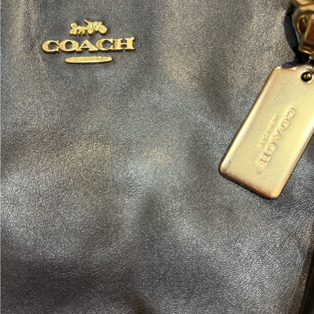 Coach Blue Suede Tote with Black Interior